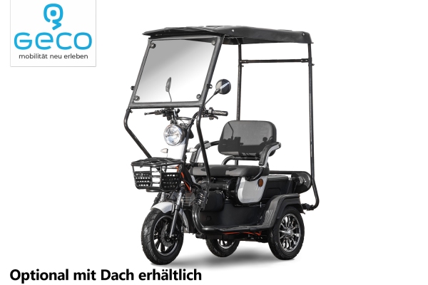 EEC Elektromobil Geco Senio CX2 0.8kW 60V 20Ah Dreirad mit 25km/h Zulassung Seniorenmobil für 2 Personen