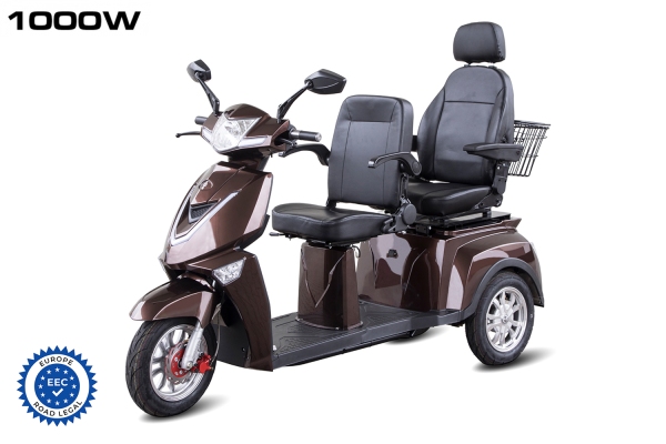 EEC Elektromobil Senio Comfort XL 1000W 60V 20Ah Dreirad mit Zulassung 25km/h Seniorenmobil für 2 Personen
